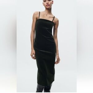 ZARA velvet midi dress. Large. Color EMERALD Green